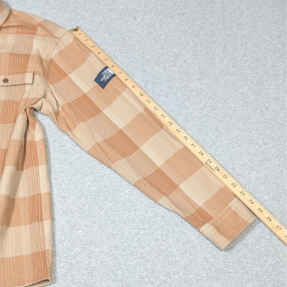 The North Face Stayside Flannel Button Up Shirt Mens Large Light Brown Plaid